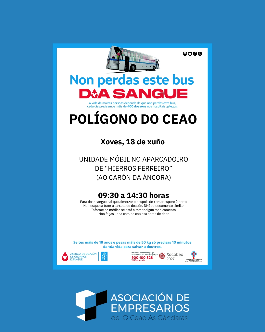 O Polígono do Ceao acollerá unha xornada de doazón de sangue o próximo 18 de xuño